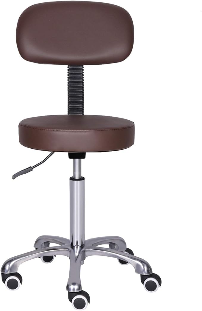 Kaleurrier Rolling Swivel Adjustable Heavy Duty Drafting Stool Chair for Hair Beauty Salon Medical Barber Hair Stylist Office Home Kitchen Uses,with Wheels and Back Support (Coffee)