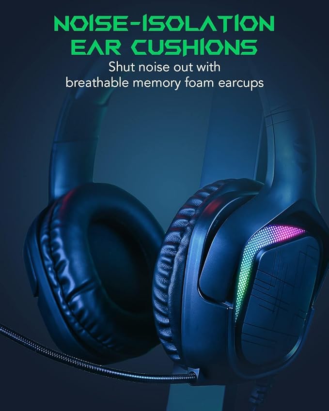 Black Shark Gaming Headset for PC, PS4, PS5, Switch, All-in-1 Gaming Headphones with Ultra-Clear Bendable Mic, 50mm Dynamic Drivers, Noise Isolation Ear Cushions, in-line Controls - Goblin X1