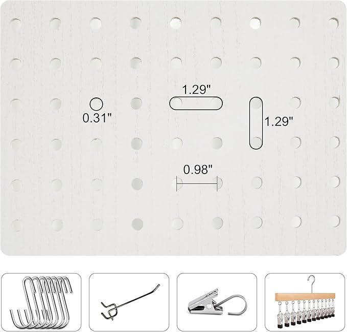 Pegboard Display, 5.6Ft Wooden Room Divider Folding Privacy Screens Portable Freestanding Wall Organizer for Retail Craft Art Display Board (4panels, White)
