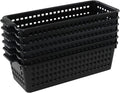 Vababa Plastic Desk Organizer Basket, Slim Storage Basket, Pack of 6, black