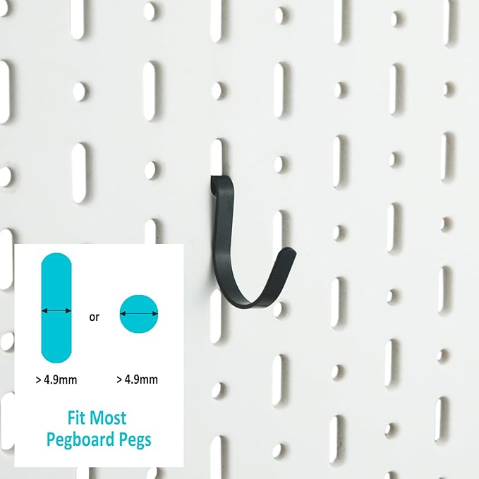 G.CORE Black Pegboard J Hooks Accessories - 80pcs Metal Peg Board Hooks for Hanging, Pegboard Wall Organizer Hangers, Fits 1/4 Slots, Tools Display Storage Holders for Garage Craft Office Organization