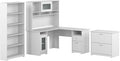 Bush Furniture L Shaped Desk with Hutch, 5 Shelf Bookcase and Lateral File Cabinet | Cabot Collection Corner Computer Table with Storage and Bookshelf | 60Wx23DX37W