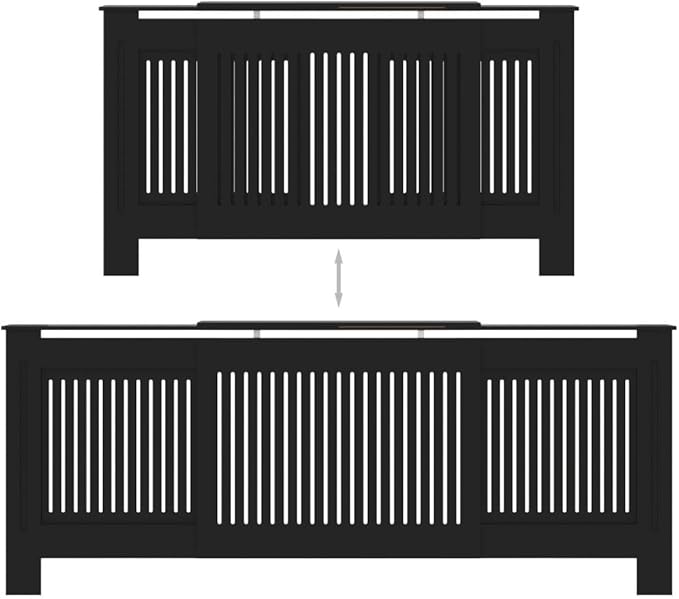 MDF Radiator Cover Cabinet Shelf, Heater Heating Side Stand Radiator Cover Living Room Furniture Decor, Black 80.7"x8.1"x32.1",-452