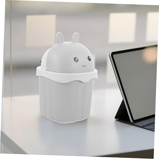 Happyyami Space-Saving Slim Desktop Trash Can Small Bin Lid Mini Trash Can for Desk Lidded Waste Basket