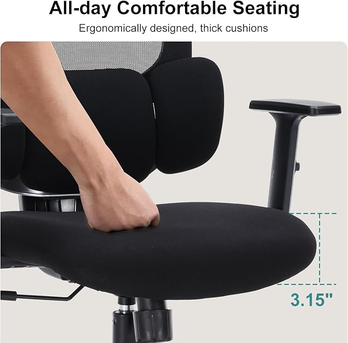 Ergonomic High-Back Mesh Office Chair with Lumbar Support & Headrest