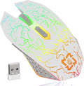 MELOGAGA Bluetooth Mouse Wireless Gaming Mouse, 2.4G Cordless RGB Rechargeable PC Game Mouse Computer Mice for Laptop Desktop -White