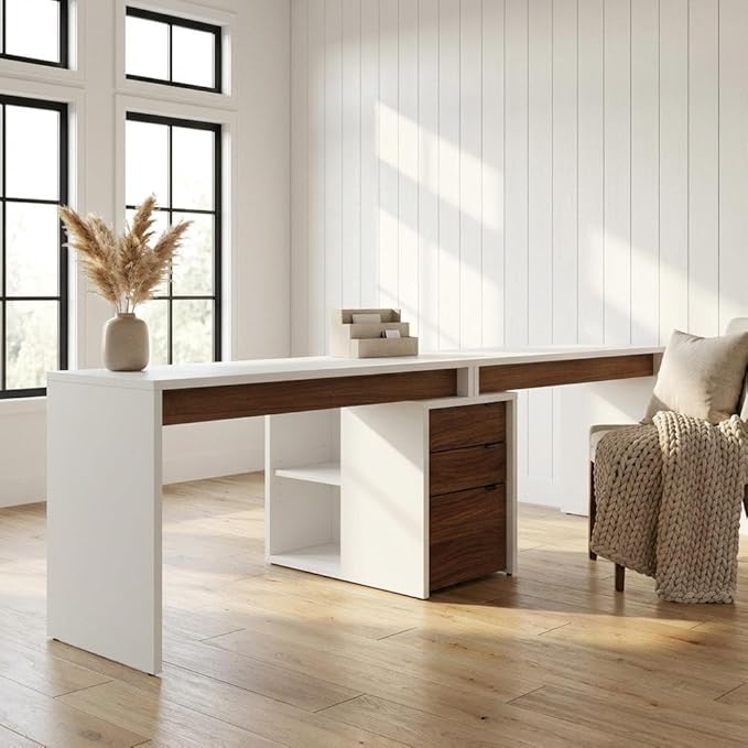White 3-Piece Home Office Set with Multi-Purpose Storage Desks, Durable Wooden Construction, Modern Design for Workspace Organization
