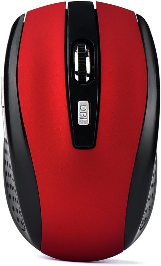 Generic 2.4GHz Wireless Gaming Mouse, Portable Office Optical Mouse, 6 Buttons, Max 10 Meters Operating Distance, Lightweight, Save Power, for Laptop, Computer, PC, Notebook, Desktop, Red