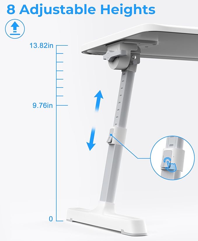 HETTHI Laptop Bed Tray Table, Adjustable Sturdy Laptop Stand for Bed with Premium Materials, Folding Portable Lap Desk with Drawer for Writing Working Reading Eating Couch Floor (Marble, 22.04"×12.2")