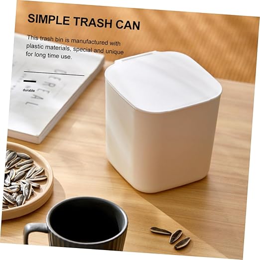 Alipis Slim Garbage Can Kitchen Trash Can for Kitchen Desktop Rubbish Storage Bin Lid