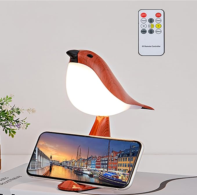 Small Bird Desk Lamp, Remote Rechargeable Cordless Table Lamp with 3 Color Temperatures, Remote Control & Touch Sensor, Multi-Function Battery Operated Bird Light for Bedroom, Kids, 1 Pack