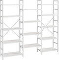 SUPERJARE Triple Bookshelf, Bookcase with 14 Open Display Shelves, Wide Book Shelf Book Case for Home & Office, 5 Tier, White