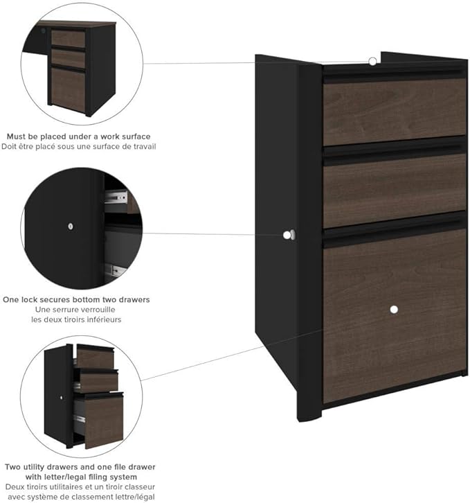 Bestar Connexion 3 Piece Standing Desk Set in Antigua and Black