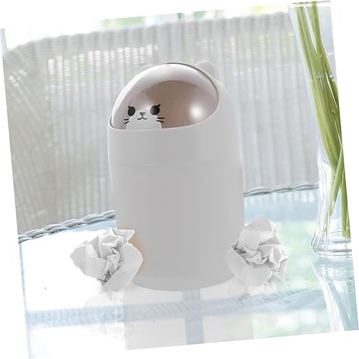 Mini Desktop Trash Can Lid Slim Garbage Bin for Bedroom Office Car Small Trash Bin for Table
