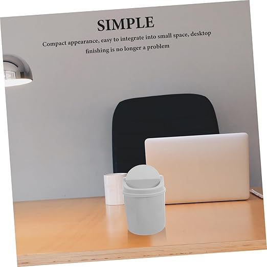 Mini Trash Can with Lid Compact Desktop Waste Bin for Office Bedroom and Kitchen Sleek Design Easy Cleanup Versatile Tiny Garbage Can Gray