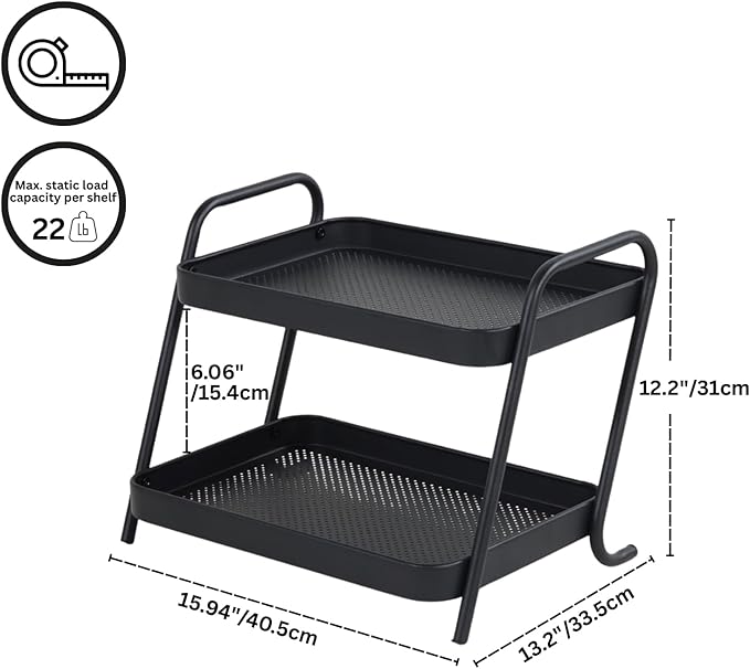 2-Tier Desk Organizer Multifunctional Storage Shelves for Office, Dresser, Kitchen, Stylish Organizer for Cosmetics, Office Supplies, Food, Compact, Durable, Space-Saving Design for Women