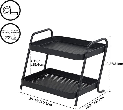 2-Tier Desk Organizer Multifunctional Storage Shelves for Office, Dresser, Kitchen, Stylish Organizer for Cosmetics, Office Supplies, Food, Compact, Durable, Space-Saving Design for Women
