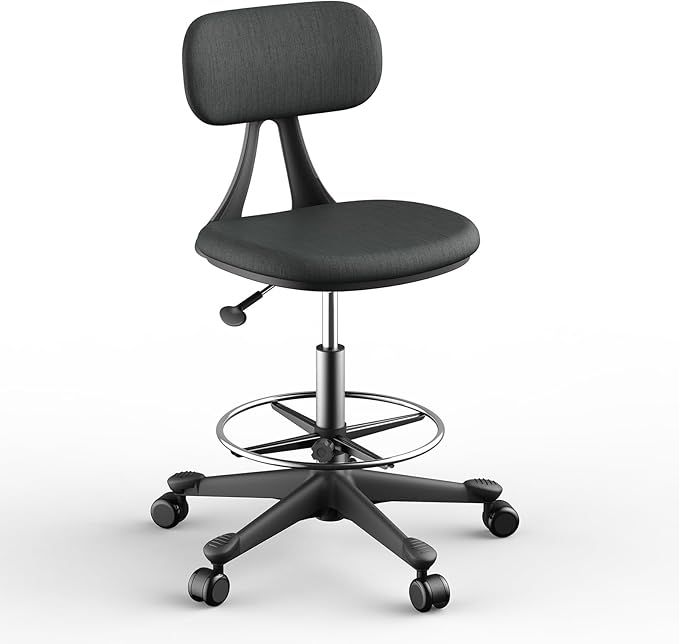 Drafting Chair with Auto-Lock Gravity Wheel,Height Adjustable Standing Desk Chair,Tall Drafting Stool,with Back Support & Foot Rest,No Arms,for Studio,Lab,Office or Home