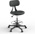 Drafting Chair with Auto-Lock Gravity Wheel,Height Adjustable Standing Desk Chair,Tall Drafting Stool,with Back Support & Foot Rest,No Arms,for Studio,Lab,Office or Home