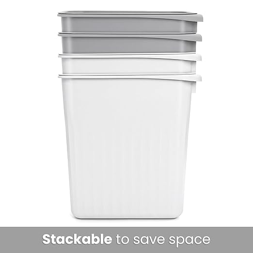 Elsjoy 4 Pack 2 Gallon Plastic Trash Can, Slim Waste Basket Bathroom Small Garbage Can, Rectangular Trash Bin for Office, Kitchen, Bedroom