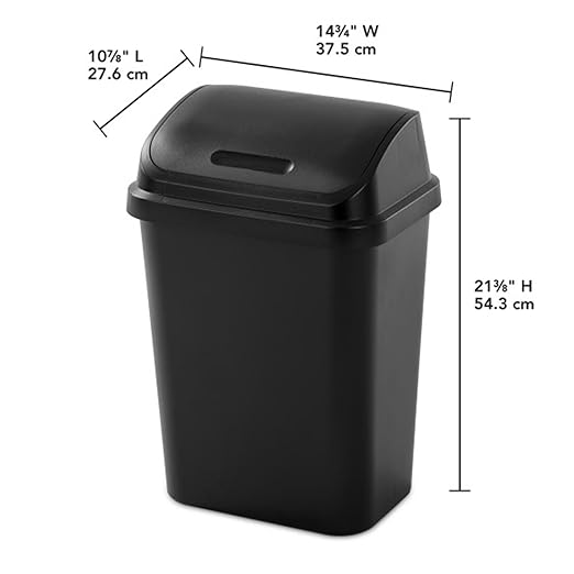 Sterilite Swing-Top Office Wastebasket – Black (6-Pack, 7.8 Gal)