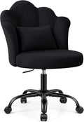 BestGlory Petal Vanity Chair with Wheels, 3.15" Extra Thick Comfy Makeup Chair, Adjustable Modern Swivel Armless Desk Chair for Girls Women, Aesthetic Small Office Chair for Bedroom Dorm