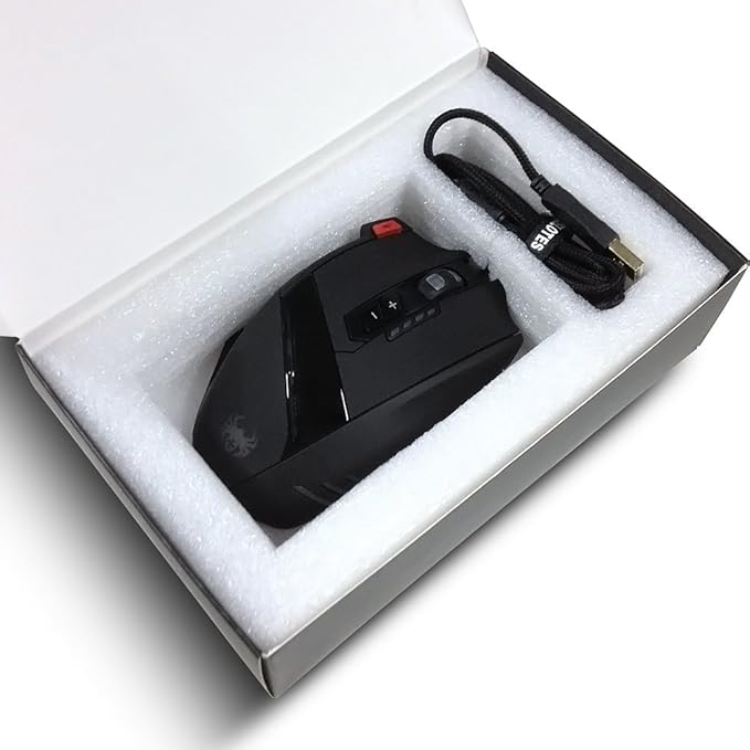 12 Programmable Buttons C12 Gaming Mouse, AFUNTA Laser Double-Speed Adjustment 8000DPI Mice Support 4 Level Switch