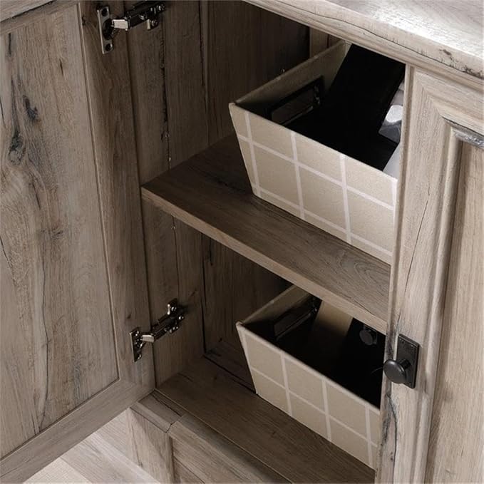 Pemberly Row Set of 2 Wood 3-Shelf Bookcase & Lateral File Cabinet in Split Oak