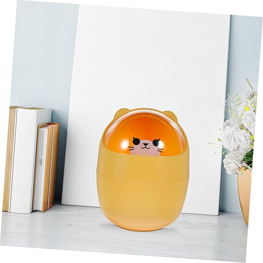 Angoily 2pcs Mini Desk Trash Can Bin Lid Slim Garbage Can for Desktop Small Bedroom Trash Lid