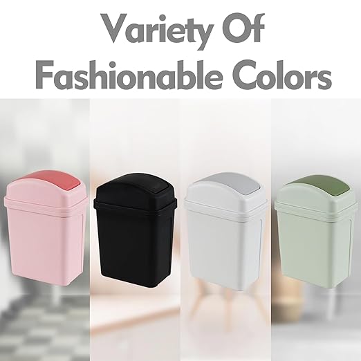 1.8 Gallon Small Waste Bin with Swing Lid, Plastic Bathroom Garbage Can, Gray