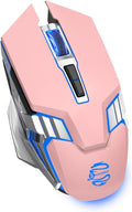 Wireless Mouse Bluetooth, Silent Rechargeable Multi-Device Mouse, BT5.0/3.0 and USB Cordless Computer Mice, RGB Light up Gaming Mice for Laptop PC Mac Macbook Air/Pro iPad Tablet Office Games -Pink