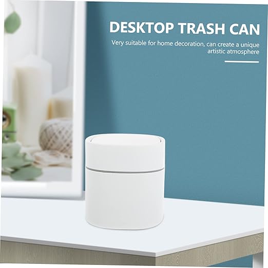 GLEAVI Slim Trash Can Lid Tiny Trash Can for Office Desktop Waste Container Bin