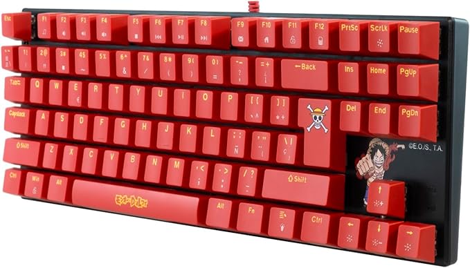 FRTEC - TKL Wired Mechanical Keyboard, One Piece Luffy, Touch Brown, Anti-Ghosting, Compatible with PC, Mac, PS5, Switch, Xbox Series X/S (QWERTY) (One Piece Keyboard)