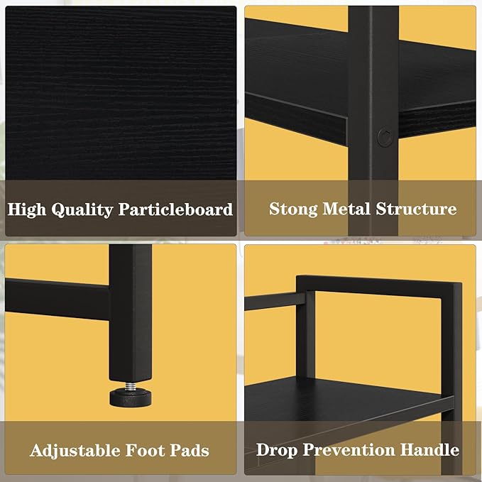 38.6" Book Shelf with 3 Tier Open Shelves Bookshelf and Desk Shelfs to Combined for Computer Desks, Desk Hutch for Top of Desk, Bookcase for Dorm or Office, Adjustable Desktop Shelf, Black