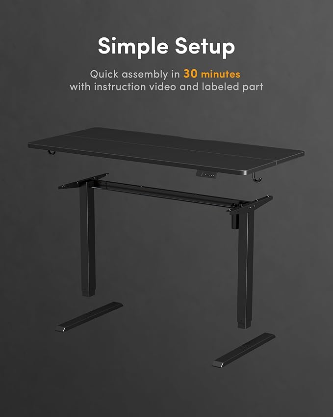Cubiker Standing Desk, 55x28 Inches Sit Stand Home Office Desk, Electric Stand up Desk, Adjustable Desk with Splice Board, Black Frame/Black Top