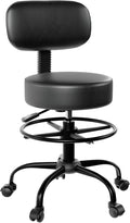 Drafting Chair with Back, Adjustable Foot Rest Rolling Stool (1, Black)