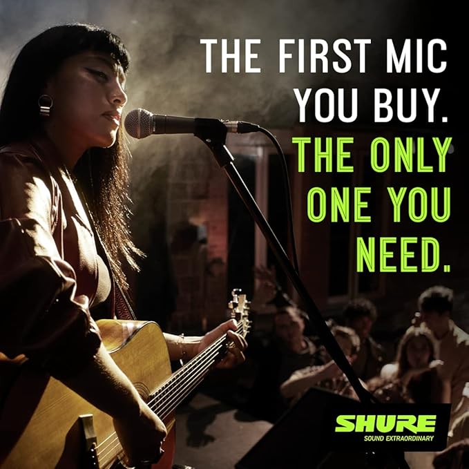Shure SM58 Professional Dynamic Vocal Microphone with 25-Foot XLR Cable – Cardioid Mic for Live Performance, Studio Recording, Podcasting & Streaming (SM58-CN), Black & Silver