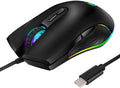 HXMJ RGB LED Gaming Mice,Wired USB C Port for Apple MacBook,Computer or Laptops with Type C Port-Black