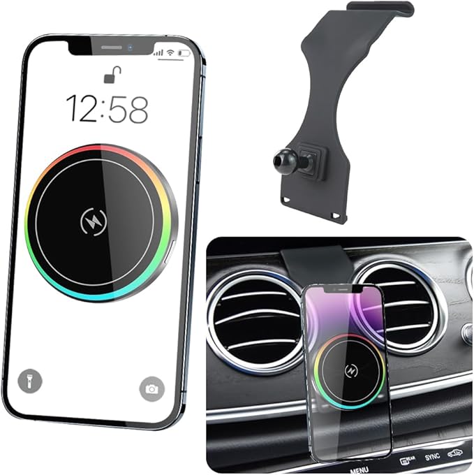 Car Magnetic Phone Mount for Mercedes Benz E-Class 2016-2023 and CLS Class 2018-2023 Auto Interior Accessories Best Cellphone Holder Fast 15W Wireless Charger Cell Phones Charging Screen Stand
