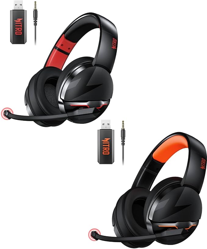 acer 2.4GHz Flex Wireless Gaming Headset | Red + Orange| Non-Stop 100H Battery | Dynamic 50mm Drivers | Clear Voice Mic | Bluetooth5.3, 3.5mm | Gaming Headphones for PC, Meeting, Music, PS4 Headset
