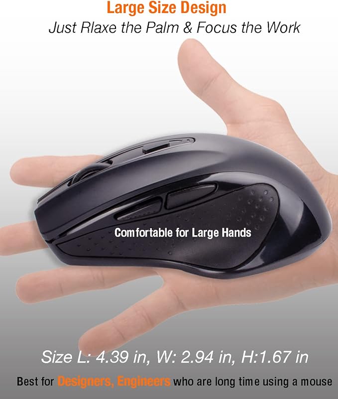 USB-C Wired, Large Size, Ergonomic, Gaming and Office Mouse with 6 Buttons, 4 Level DPI, Page Down/Up Buttons for MacBook Pro, iPad Pro & Laptops, Computer (Black)