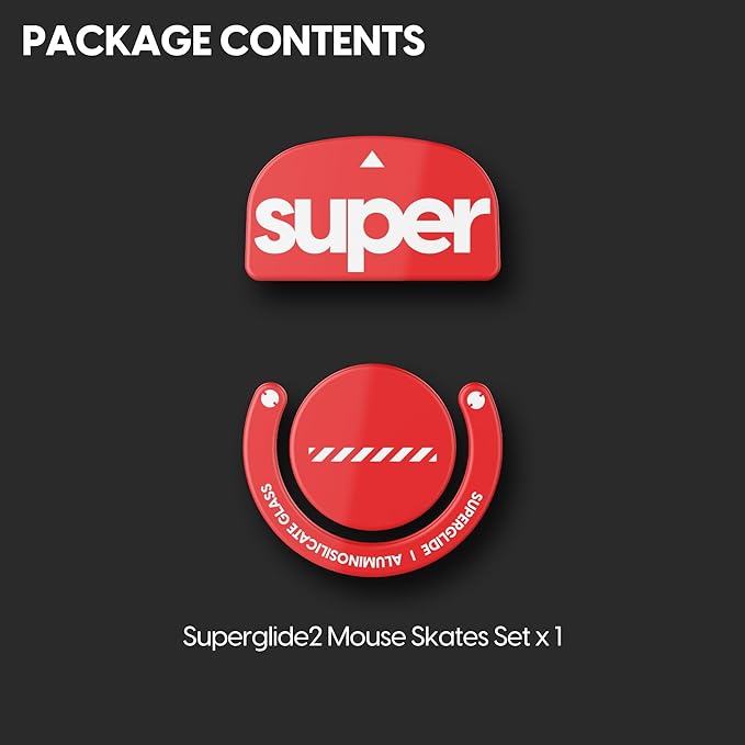 Superglide2 Glass Mouse Skates for Logitech G Pro X Superlight (Red) - Controllable Speed Surface, Polished Edge, Ultra Smooth Durable Gaming Feet (Type-C, Red)