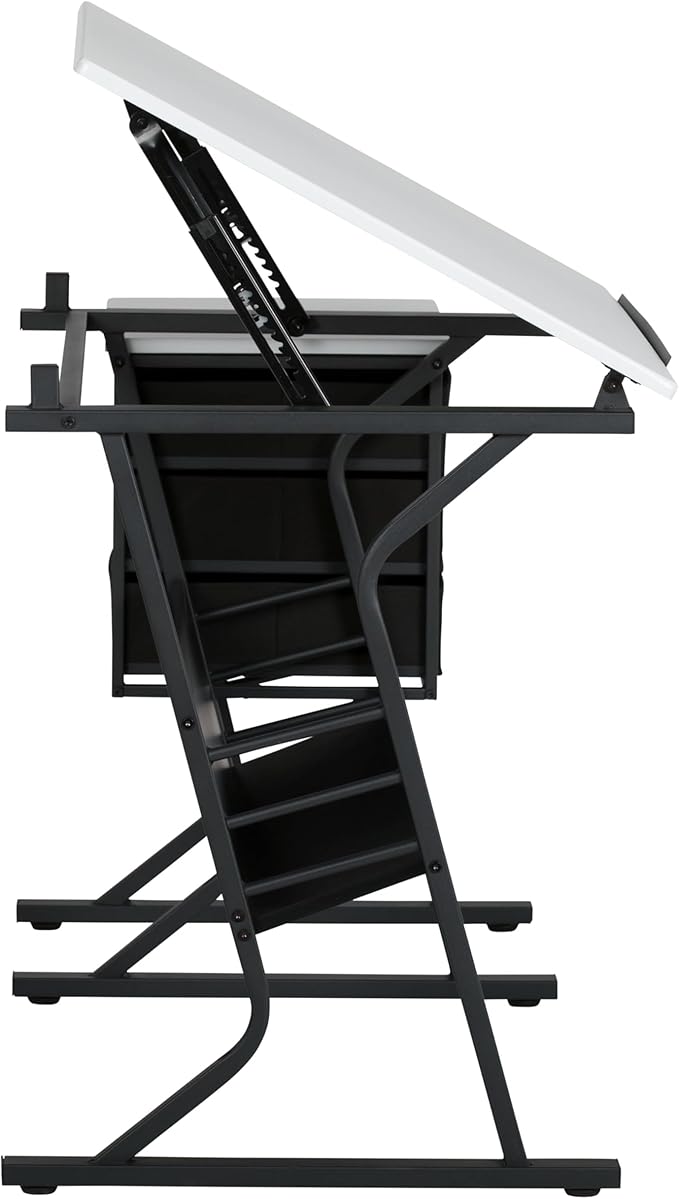 2 Piece Eclipse Ultra Center/Drawing Table with Stool, Angle Adjustable Top, Storage Shelves, and Drawers