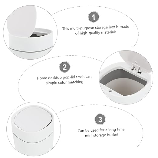 GLEAVI Slim Trash Can Lid Tiny Trash Can for Office Desktop Waste Container Bin