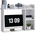Nromant Desktop Bookshelf, Wooden Desk Storage Hutch with 5 Shelves, 3-Tier Desktop Display Organizer Rack for Office Home (White, 5 Shelves A)