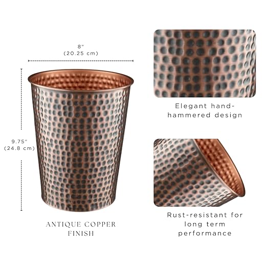 Monarch Abode Hand Hammered Metal Desk Wastebasket – Antique Copper