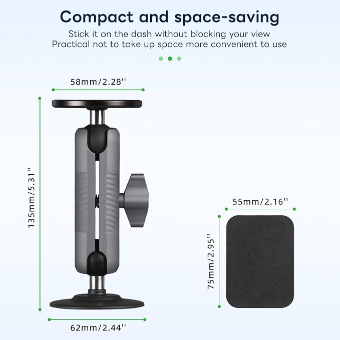 FANAUE SC-03T9 Car Mount Compatible with RAM Mount B Size Ball Head, Magnetic Phone Holder for Dashboard, Windshield & Other Car Accessories - 4.7 to 7.5 inch Smartphones