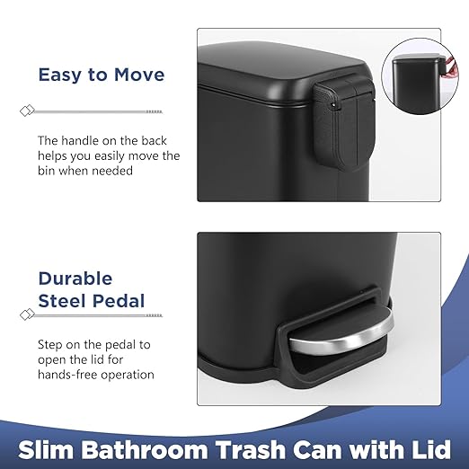 Bigacc 1.3 Gallon Kitchen Trash Can, Stainless Steel Small Trash Can & Mini Garbage Can with Removable Plastic Inner Bucket Lid, Foot Pedal, Waste Bin for Bathroom,(2 Set)