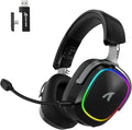 ATTACK SHARK G800 Wireless RGB Gaming Headset:7.1 Surround Sound-50mm Drivers-Memory Foam Ear Pads,Wired/2.4Ghz/BT,Ultralight,Durable Aluminum Frame,Detachable Mic,Programmable for PC Mac Gamer(Black)