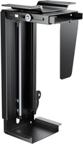 PEGZONE Adjustable Under Desk PC Mount, 3.5 to 8 Inch Wide Computer Tower Holder with Locking Handle,360 Degree Swivel Adjustable Height and Width, Black